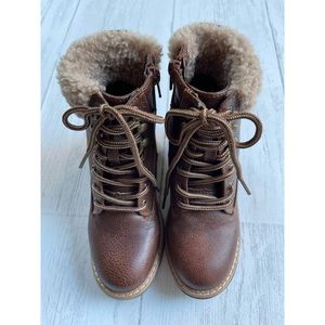 Steve Madden Kids Chocolate Brown Leather Side Zip Up Boots 12 Youth